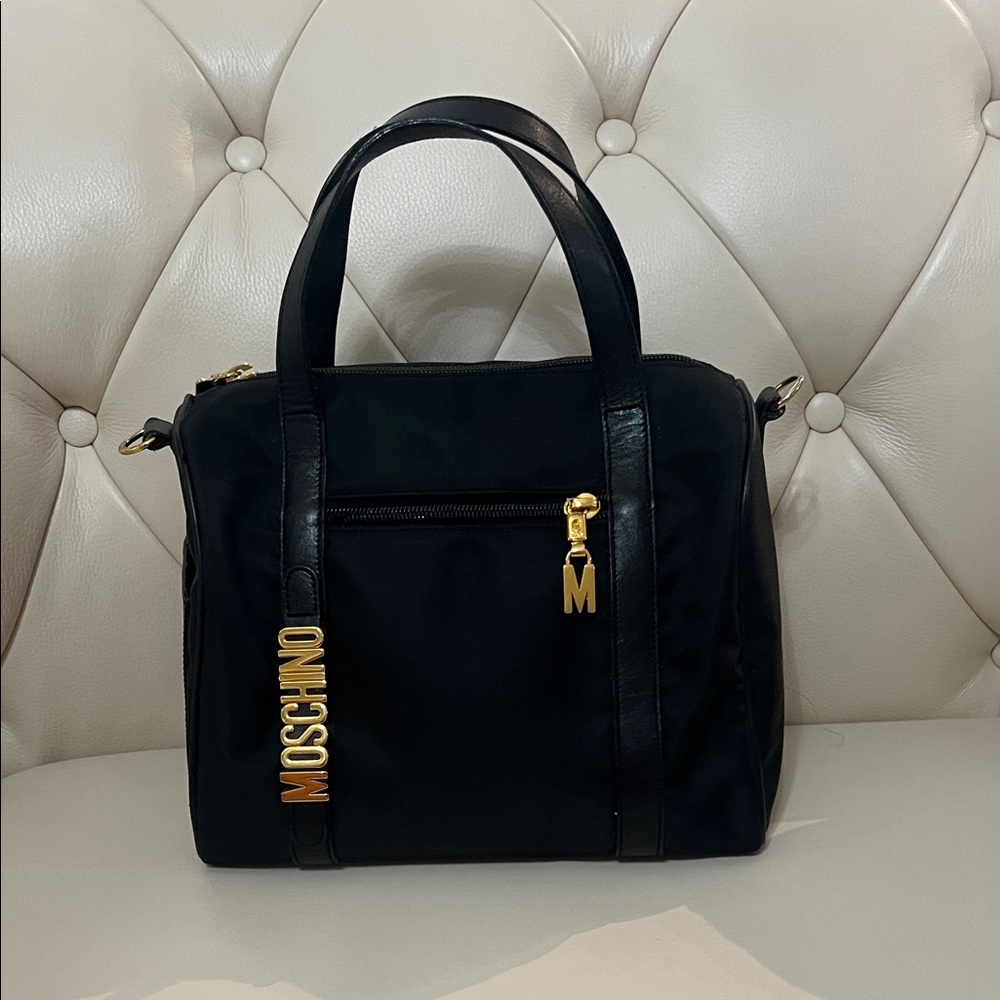 Moschino Black and Gold Satchel